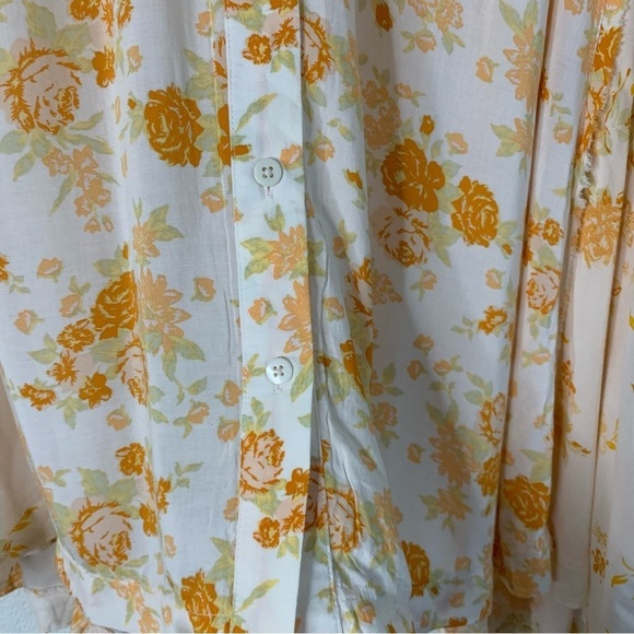 Free people Loretta tea combo Womens orange floral LS tunic M - Picture 6 of 10